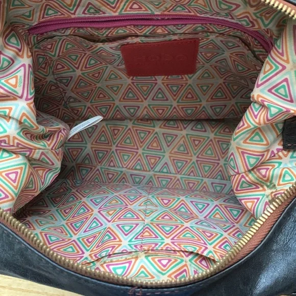 HOBO The Original Daria Black & Cognac Two-Tone Leather Shoulder Bag - Picture 3 of 11